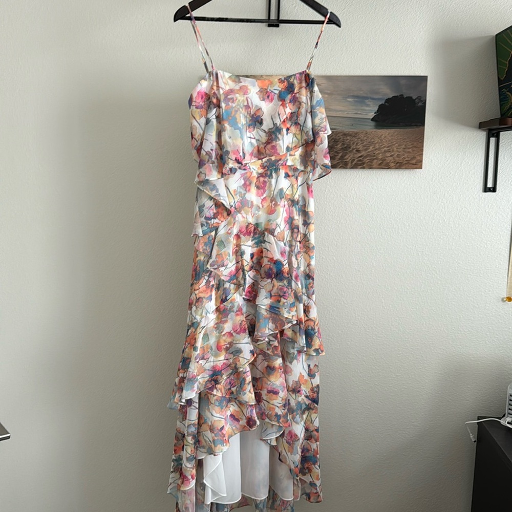 Monique Lhuillier sleeveless asymmetrical dress